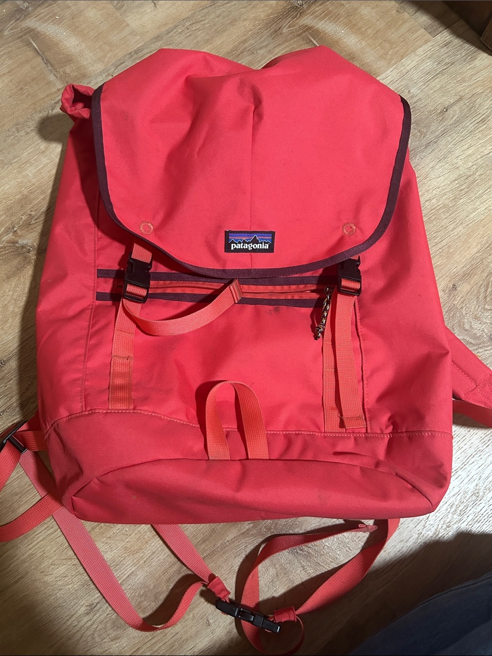 Patagonia Coral-Red Flap Backpack for Men